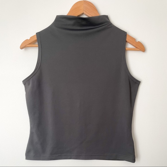 Vintage Tops - Vtg sleeveless khaki mock neck